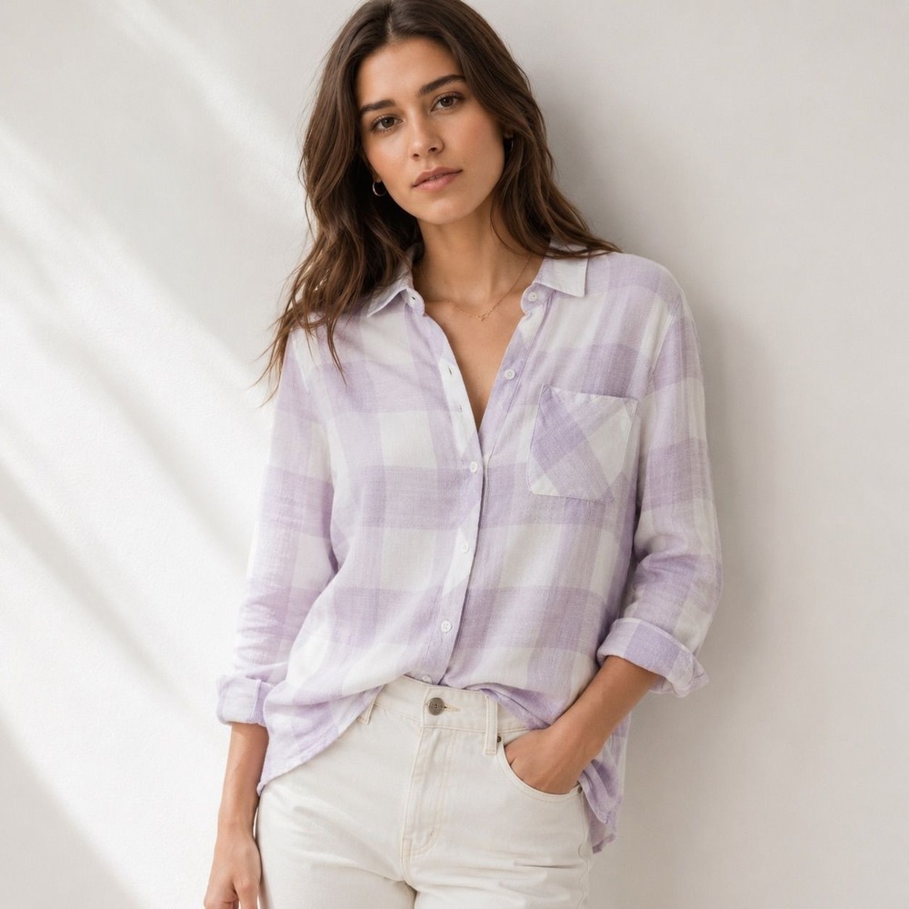 Rails $178 Top Size Small Purple Gingham Plaid
